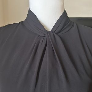 White House Black Market black pearl button twist neck top 0